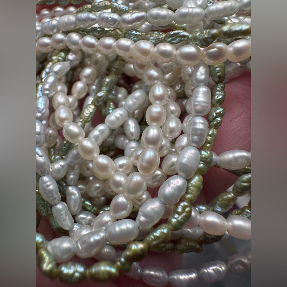 Three Stranded Fresh Water Rice Pearls - Picture 7 of 15